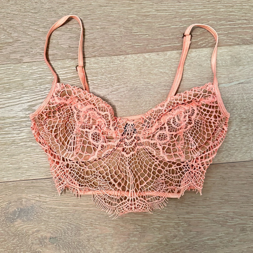 For Love & Lemons Delicate Coral Lace Bralette
